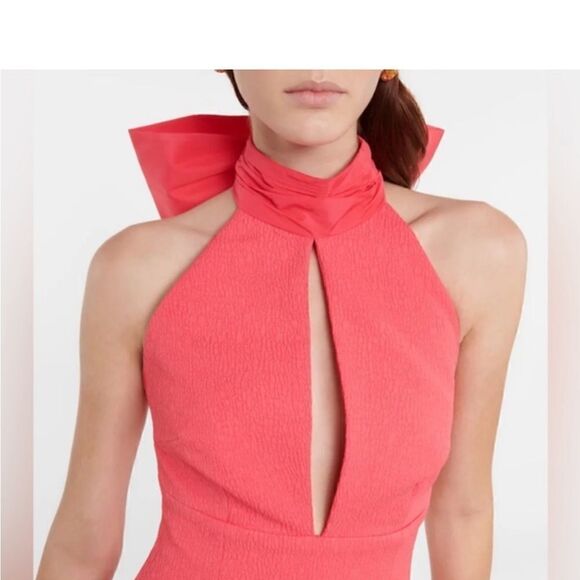Rebecca Vallance- Caitlin Coral Halter Crepe Minidress NWT size 4 $530 - Picture 5 of 8
